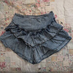 MOTHER RUFFLE DENIM SKIRT